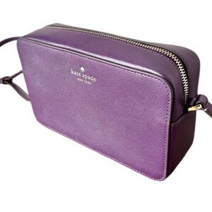 KATE SPADE New Saffiano Leather Mini Camera Crossbody Bag Plum Grape Purple